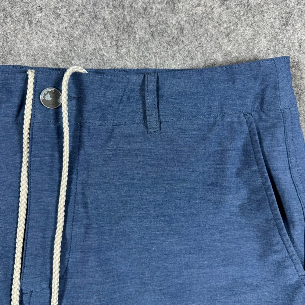 Faherty All Day Shorts Mens 32 Blue Heathered Hybrid Stretch Drawstring Casual